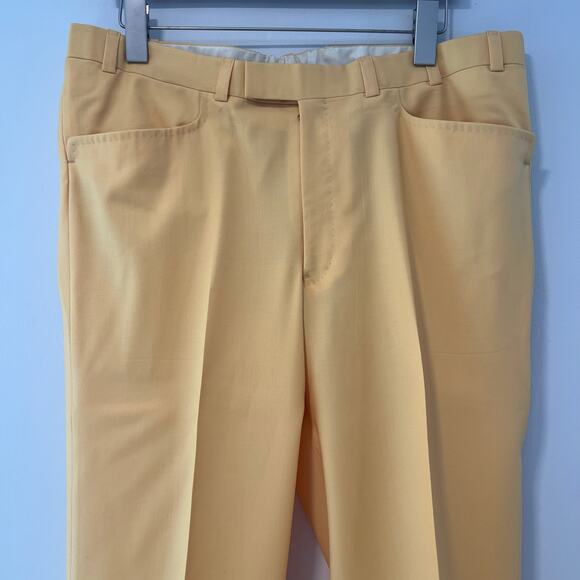 Holland & Sherry Yellow Flat Front Dress Pants Bespoke Size 35” JP - Picture 7 of 9